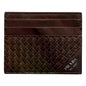 Prada Woven Leather Small Card Case Wallet Dark Brown