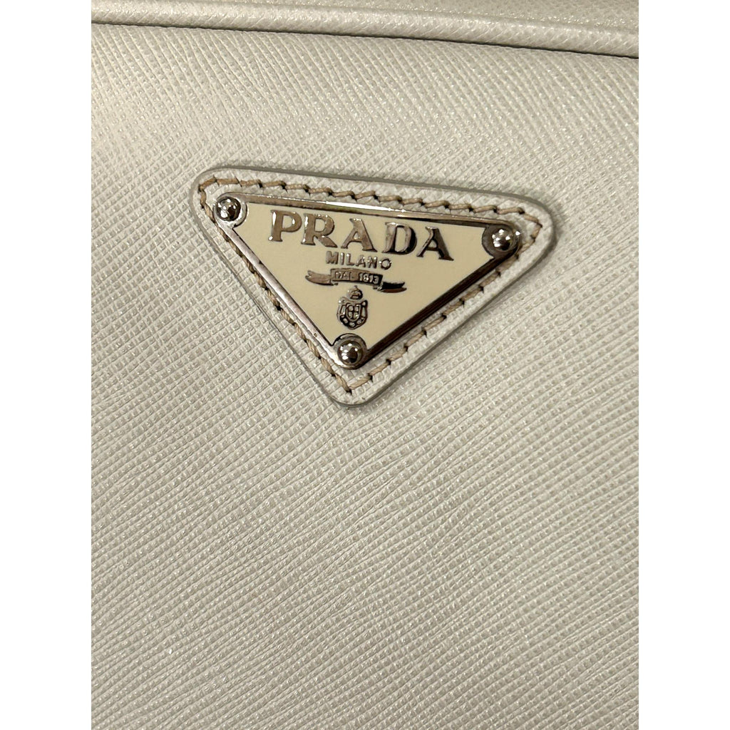 Prada’s Saffiano Leather Satchel in Ivory - Stylish & Practical Tote -   Shop Bags 