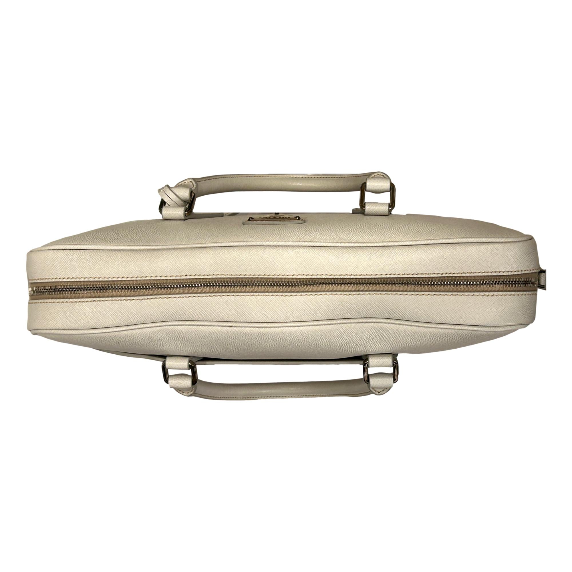 Prada’s Saffiano Leather Satchel in Ivory - Stylish & Practical Tote -   Shop Bags 