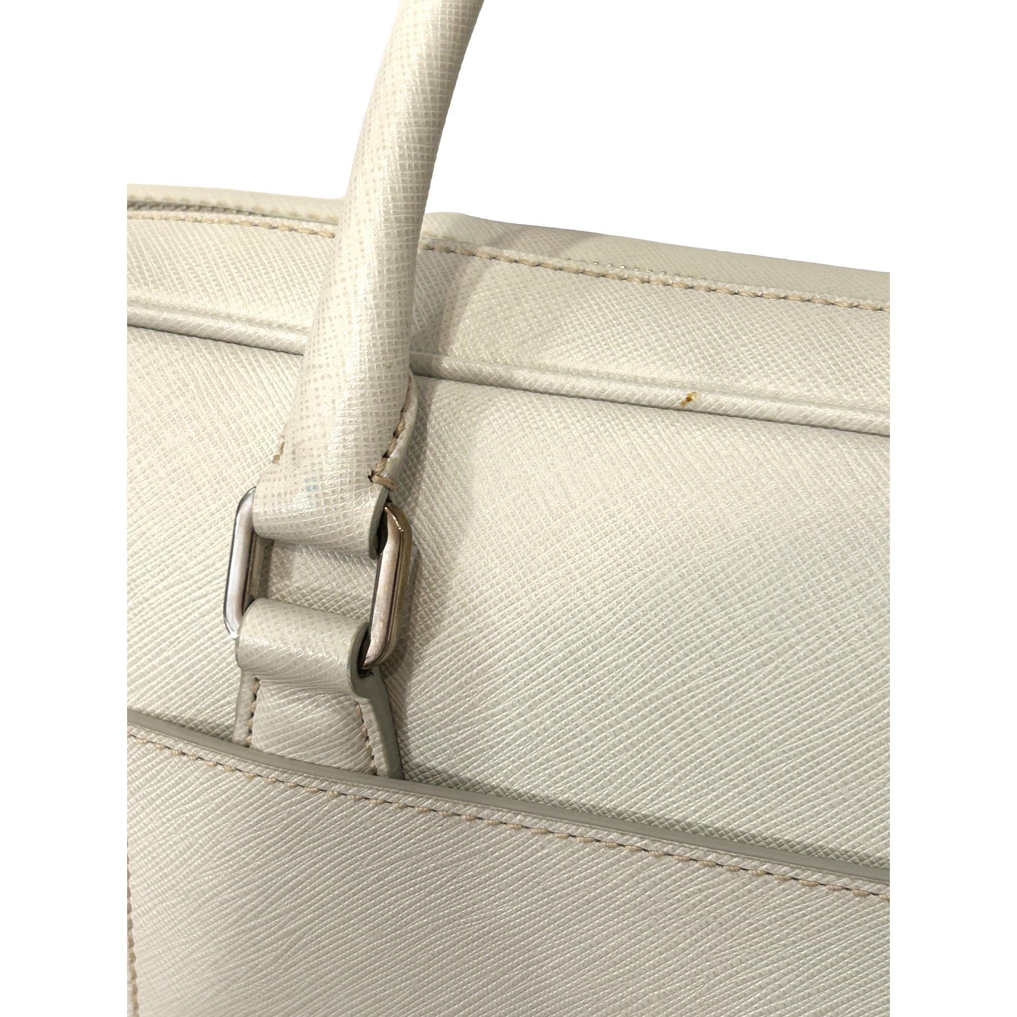 Prada’s Saffiano Leather Satchel in Ivory - Stylish & Practical Tote -   Shop Bags 