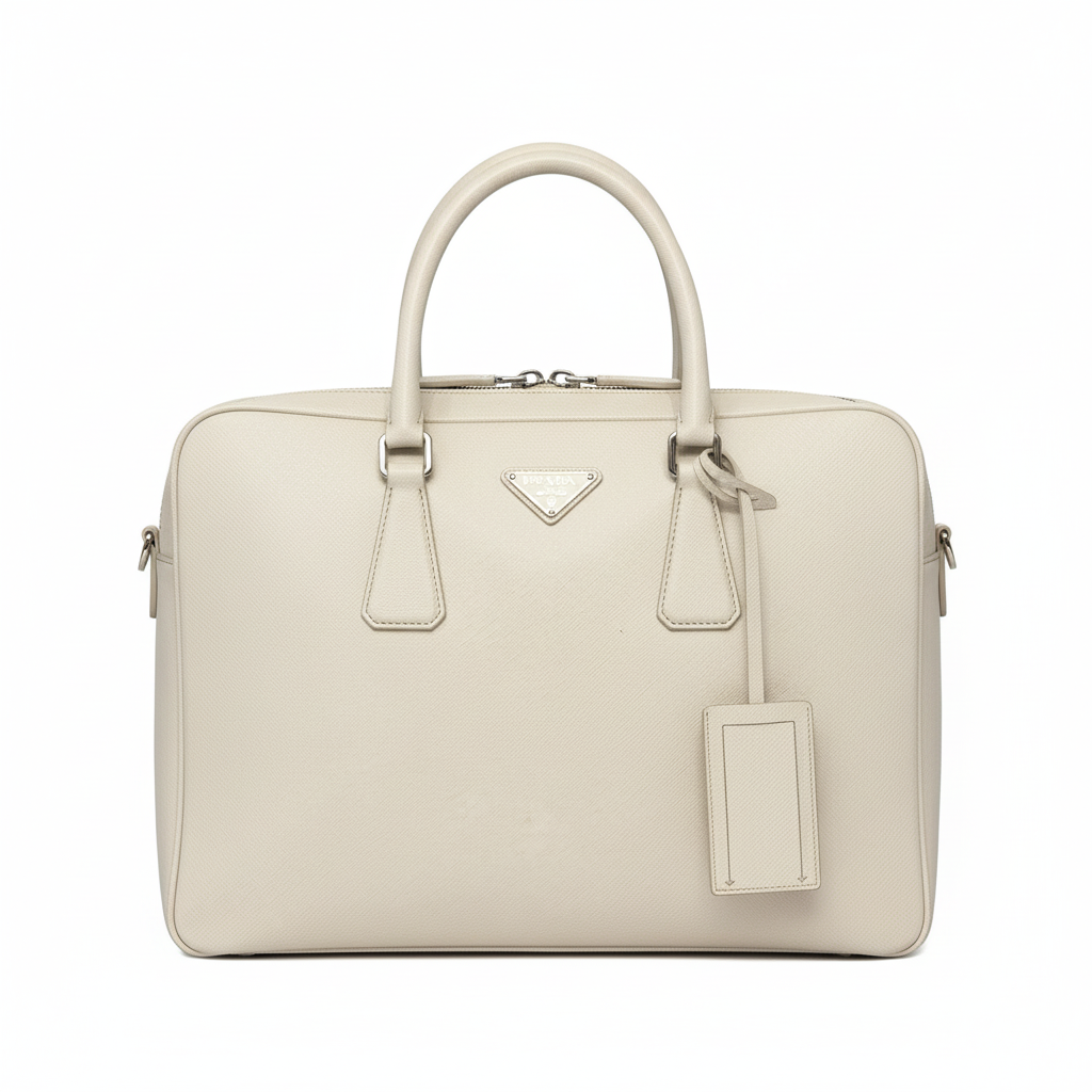 Prada’s Saffiano Leather Satchel in Ivory - Stylish & Practical Tote -   Shop Bags LLC 