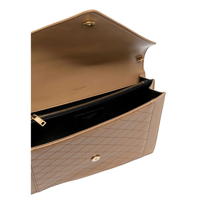 Quilted Brown Leather Bag: Saint Laurent Shoulder Elegance -   Shop Bags LLC 