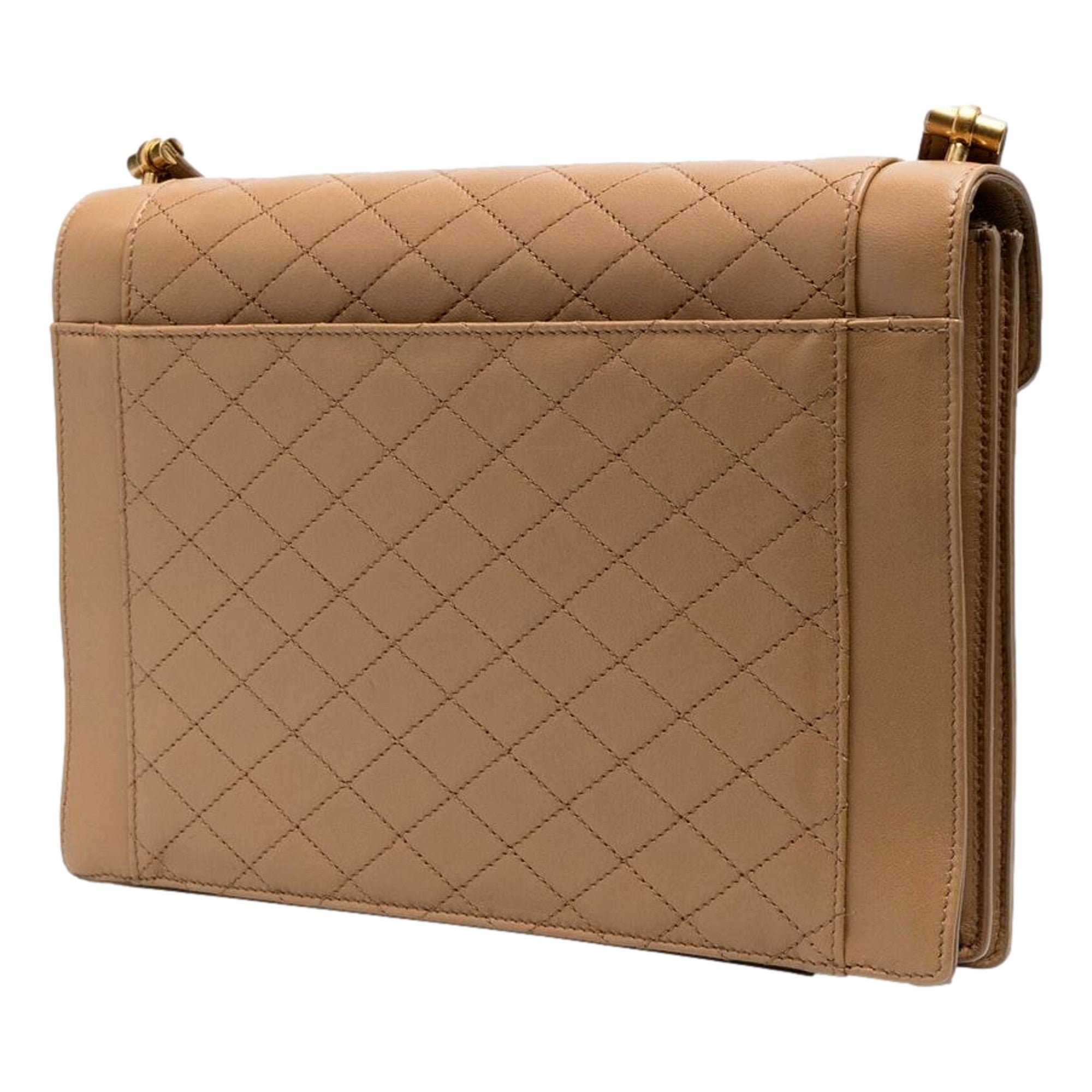 Quilted Brown Leather Bag: Saint Laurent Shoulder Elegance -   Shop Bags LLC 