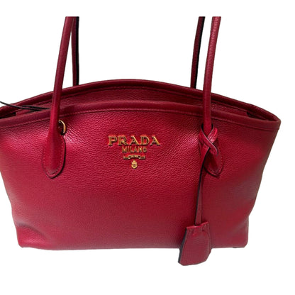 Rubino Red Top Handle Shoulder Bag - Luxury Prada Vitello Phenix -   Shop Bags LLC