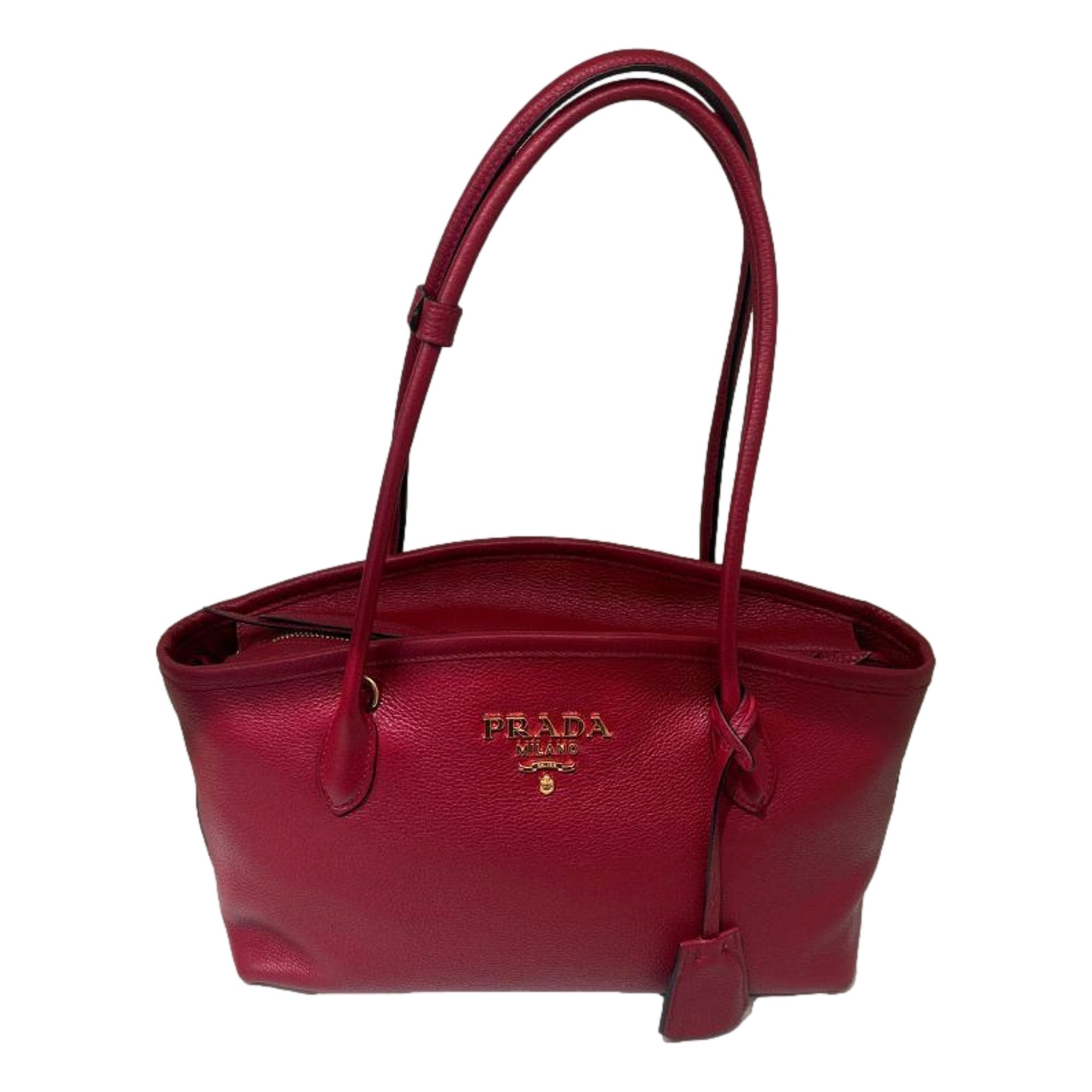 Rubino Red Top Handle Shoulder Bag - Luxury Prada Vitello Phenix -   Shop Bags LLC