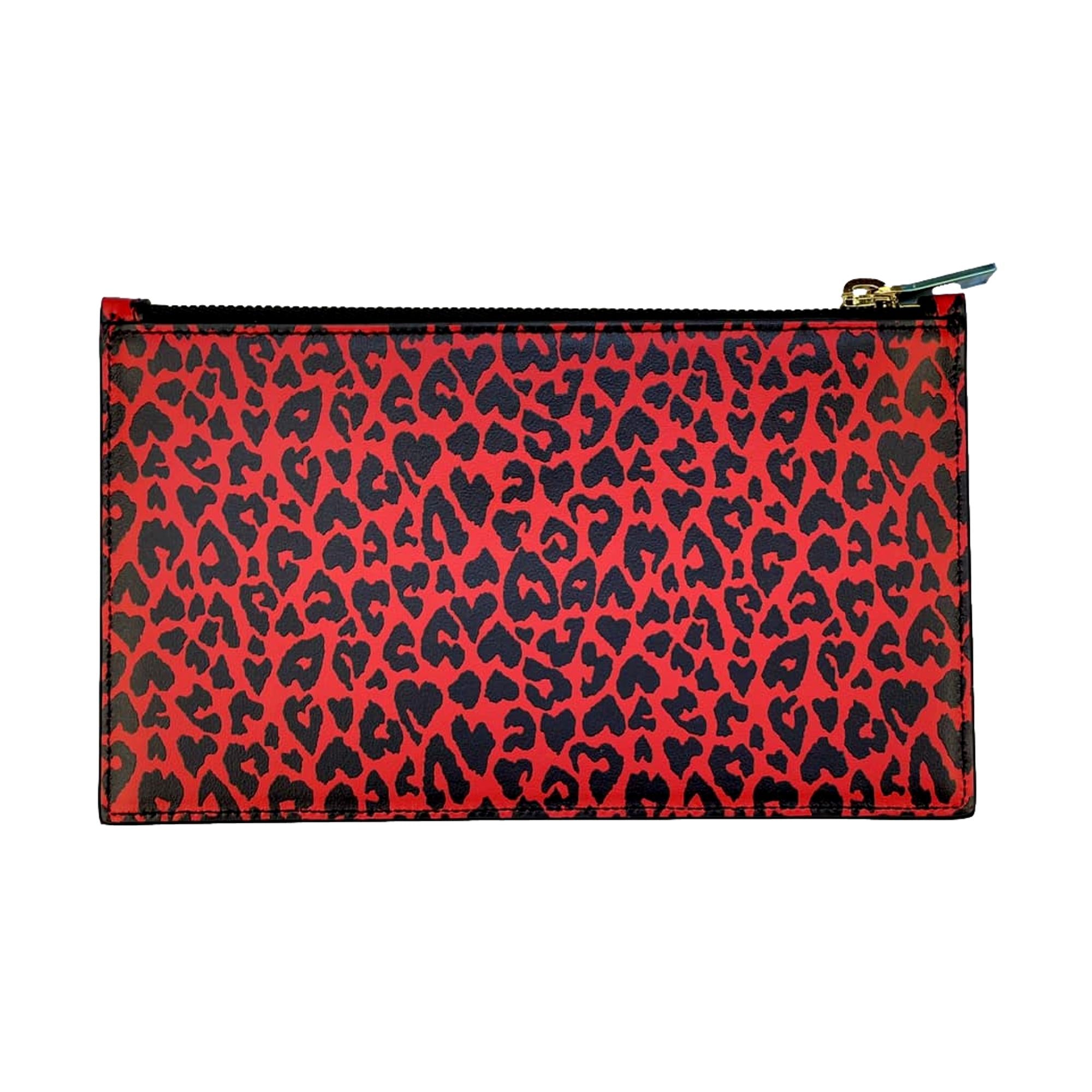 Saint Laurent Calfskin Leather Medium Pouch - Chic Rouge Leopard -   Shop Bags LLC 