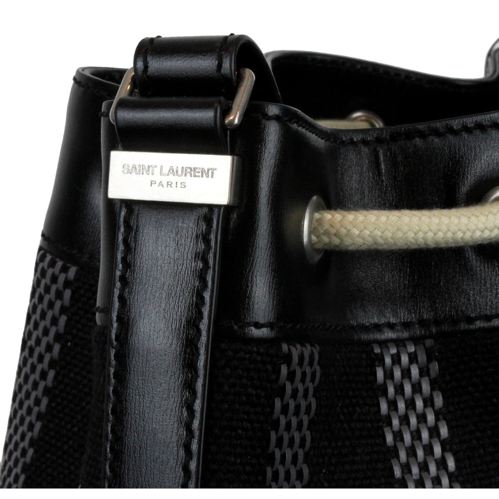 Saint Laurent Canvas Leather Trim Bucket Bag - Elegance & Versatility -   Shop Bags LLC 