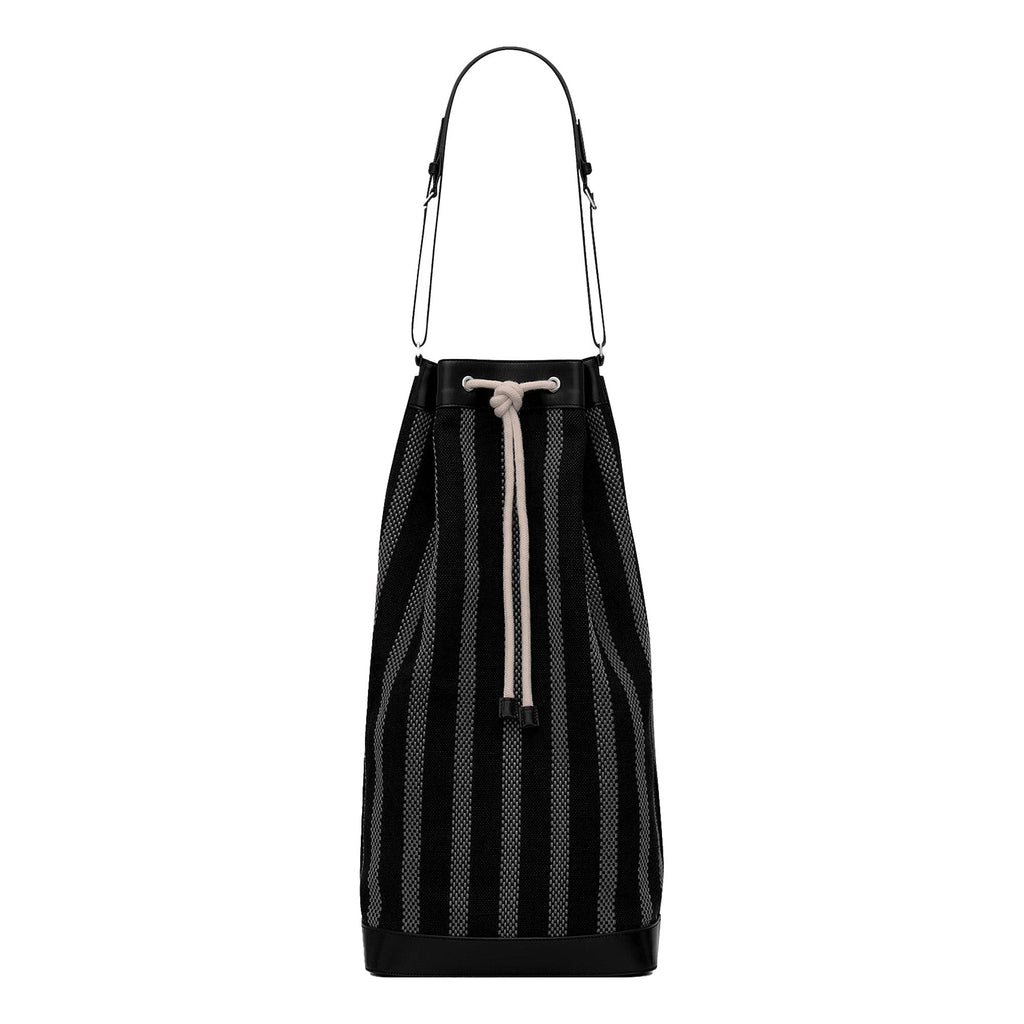 Saint Laurent Canvas Leather Trim Bucket Bag - Elegance & Versatility -   Shop Bags LLC 