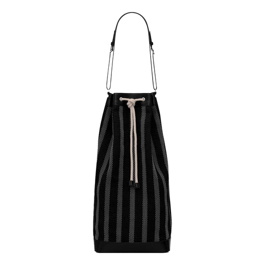 Saint Laurent Canvas Leather Trim Bucket Bag - Elegance & Versatility -   Shop Bags LLC 