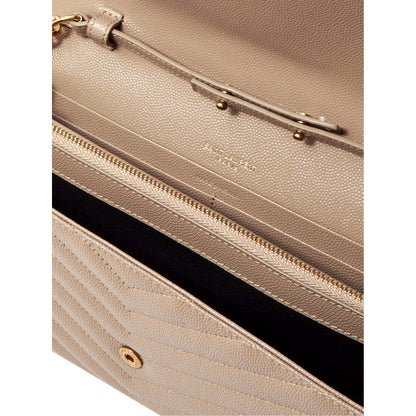 Saint Laurent Cassandre Matelass Chain Wallet: Luxury Beige