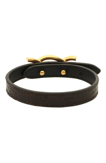 Saint Laurent Croc Embossed Leather Chain Bracelet - Elegance -   Shop Bags LLC