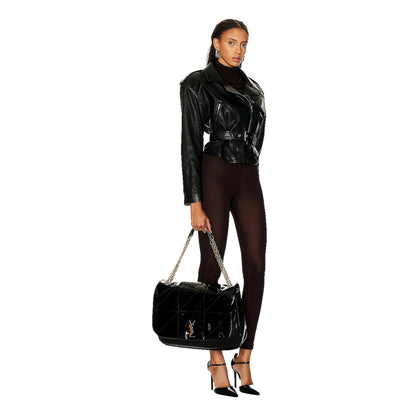 Saint Laurent Jamie YSL Black Patent Leather Chain Strap Large Shoulder Bag -   Shop Bags LLC