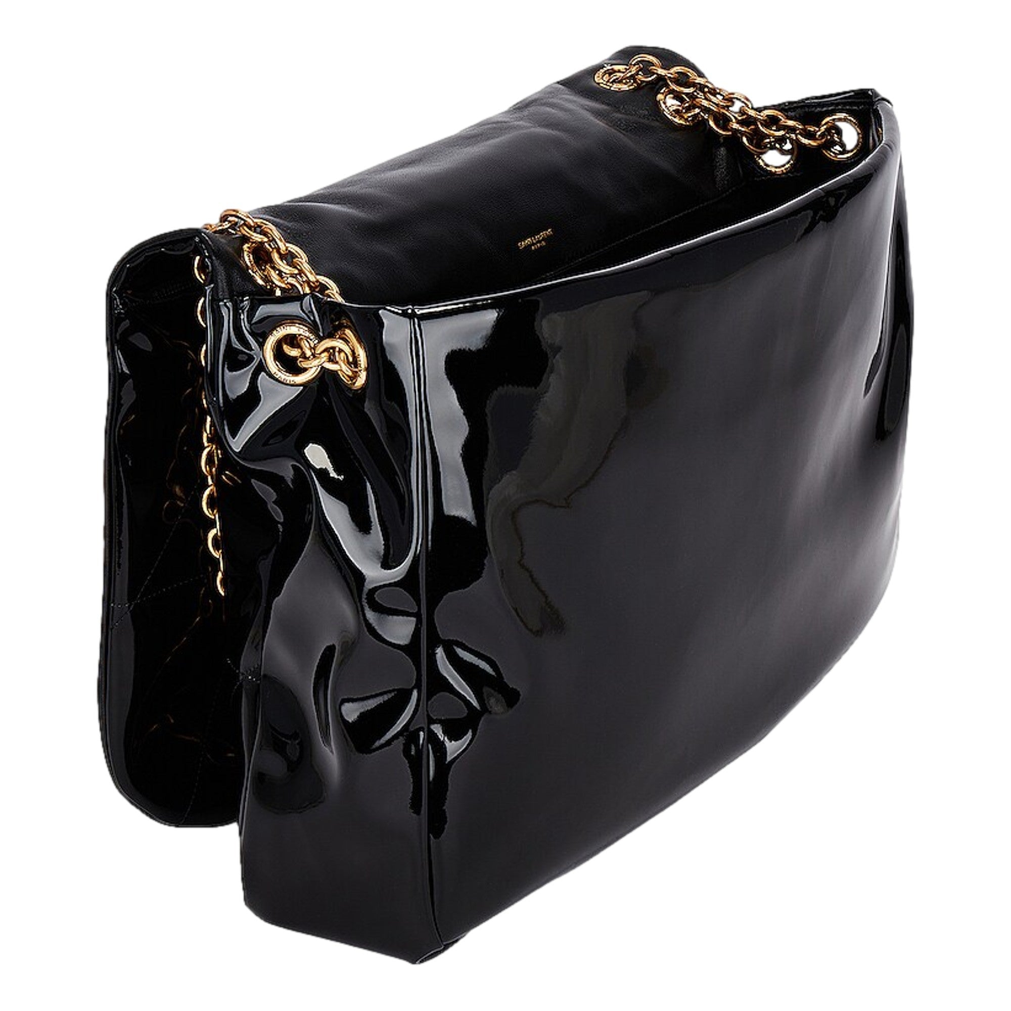 Saint Laurent Jamie YSL Black Patent Leather Chain Strap Large Shoulder Bag -   Shop Bags LLC
