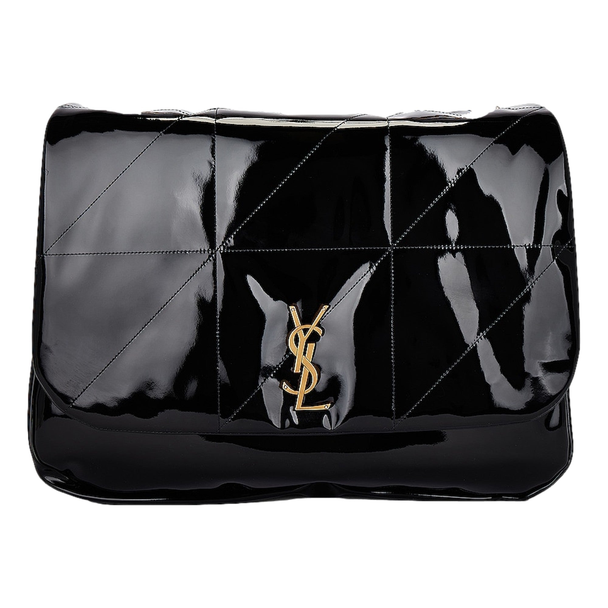Saint Laurent Jamie YSL Black Patent Leather Chain Strap Large Shoulder Bag -   Shop Bags LLC