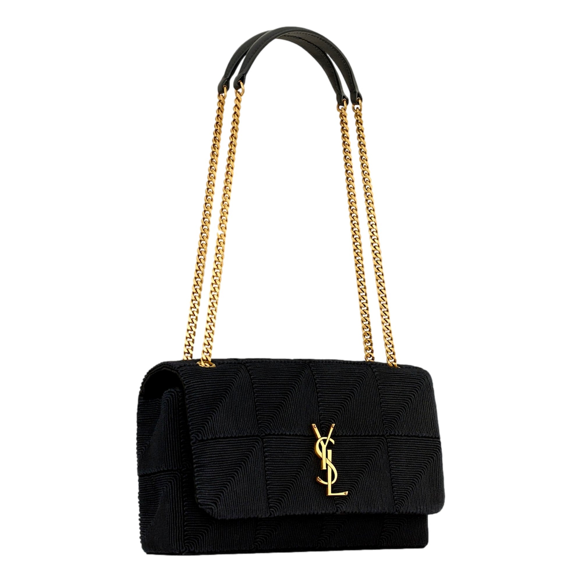 Saint Laurent Jamie YSL Satin Textured Chain Strap Small Crossbody Flap Bag -   Shop Bags LLC