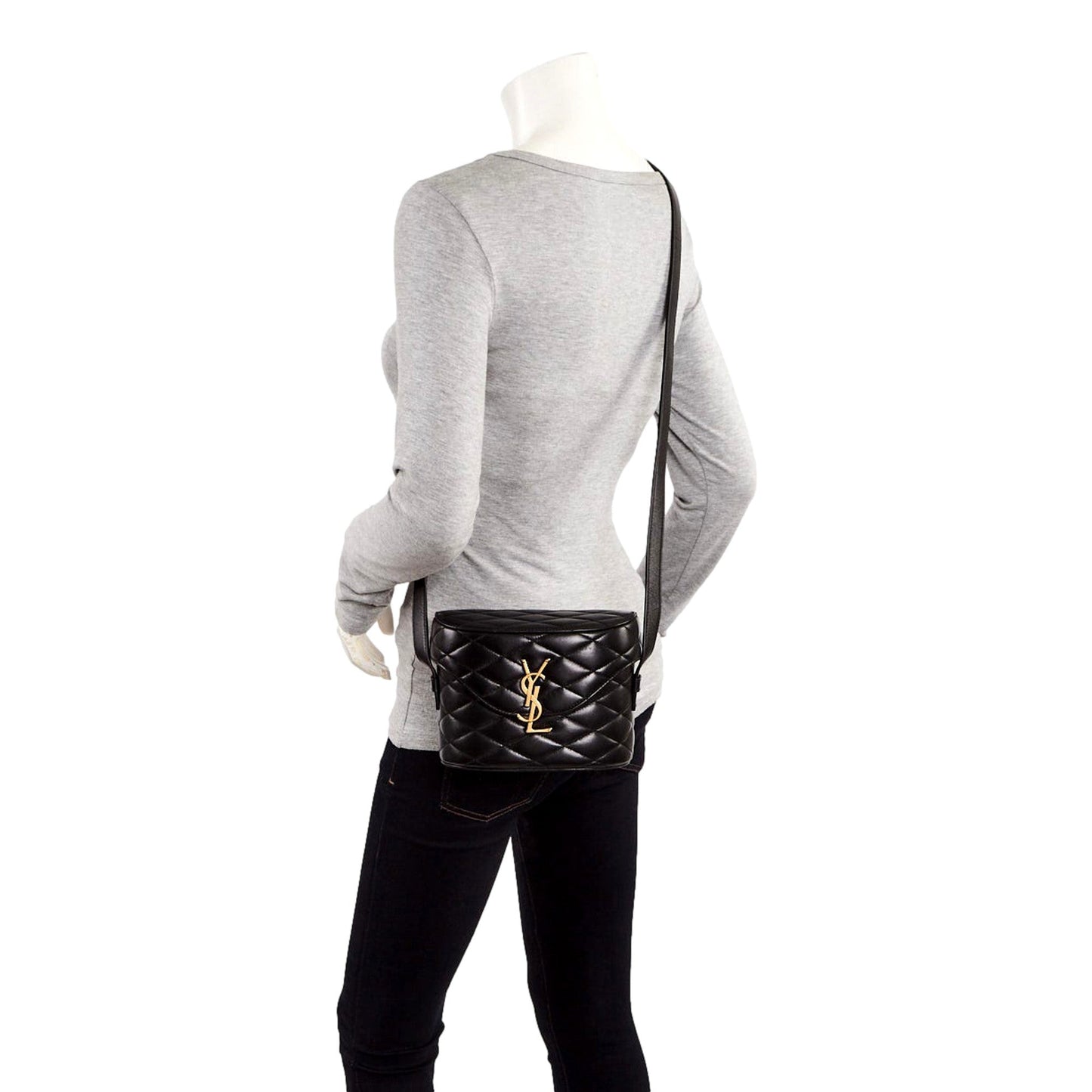 Saint Laurent June Leather Quilted Box Crossbody Bag Black -   Shop Bags LLC 