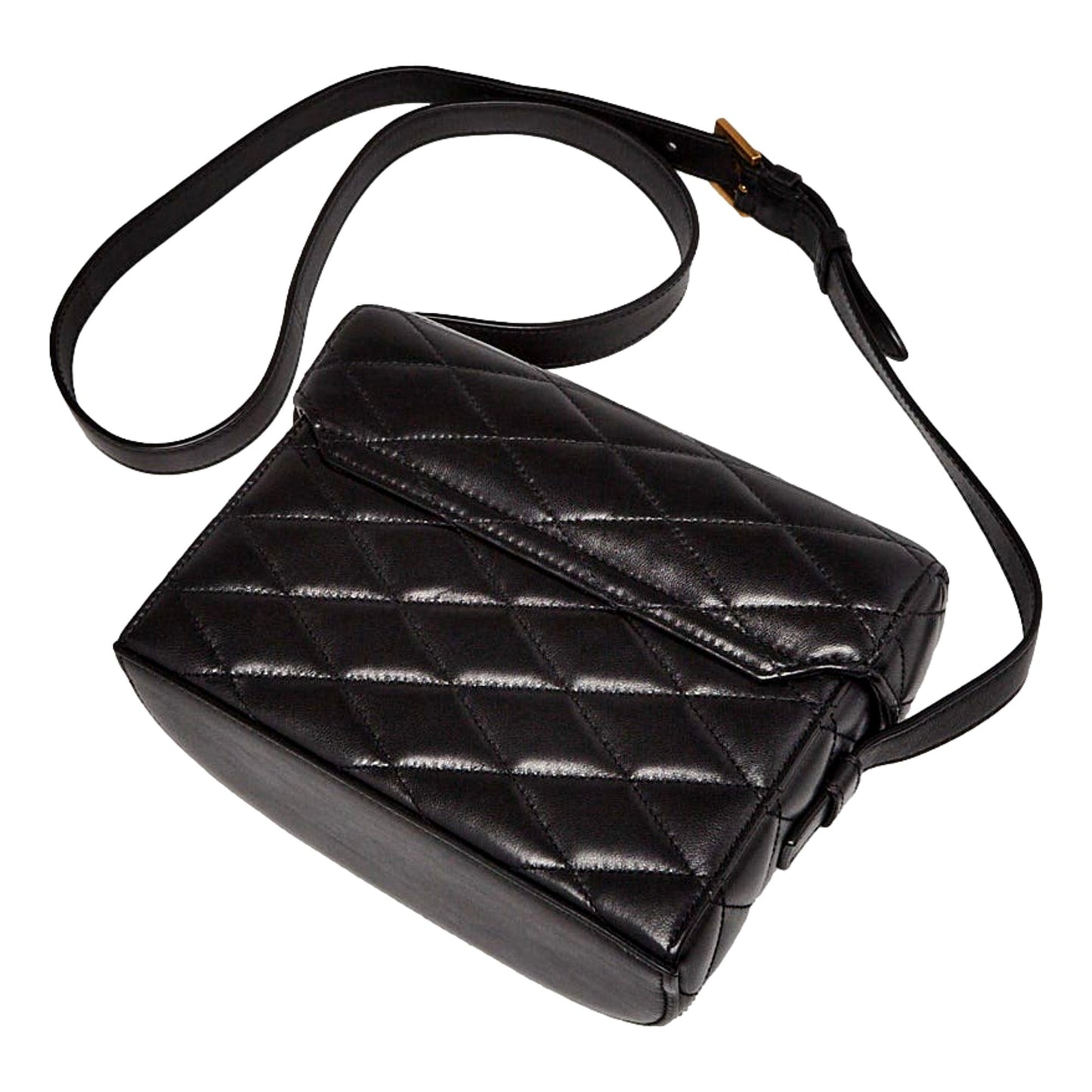 Saint Laurent June Leather Quilted Box Crossbody Bag Black -   Shop Bags LLC 
