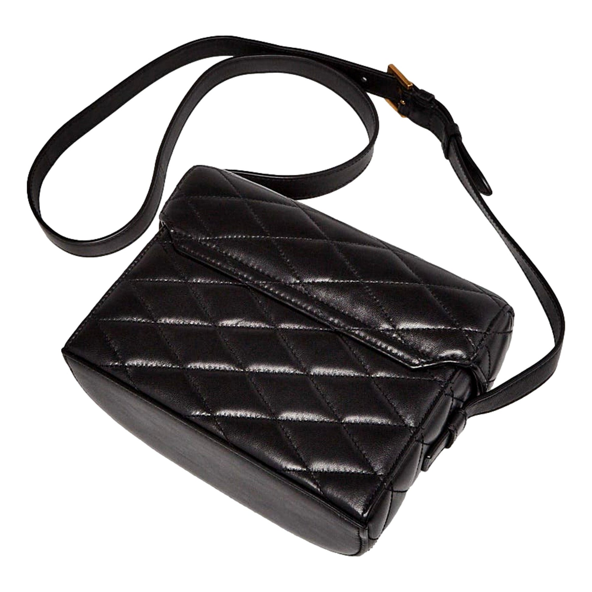 Saint Laurent June Leather Quilted Box Crossbody Bag Black -   Shop Bags LLC 