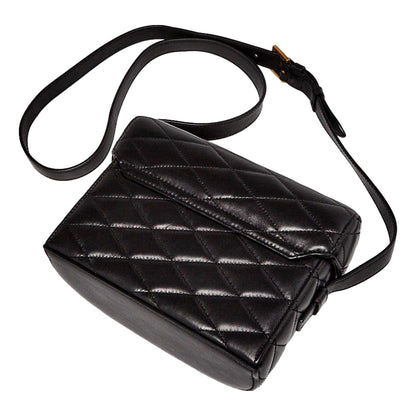 Saint Laurent June Leather Quilted Box Crossbody Bag Black -   Shop Bags LLC 