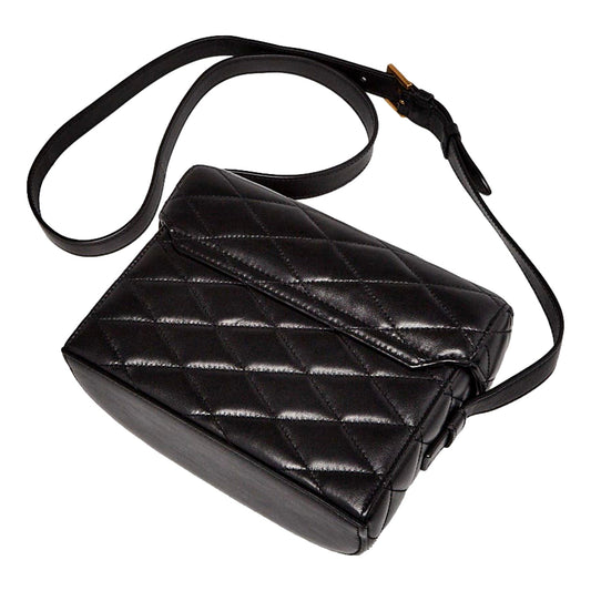 Saint Laurent June Leather Quilted Box Crossbody Bag Black -   Shop Bags LLC 