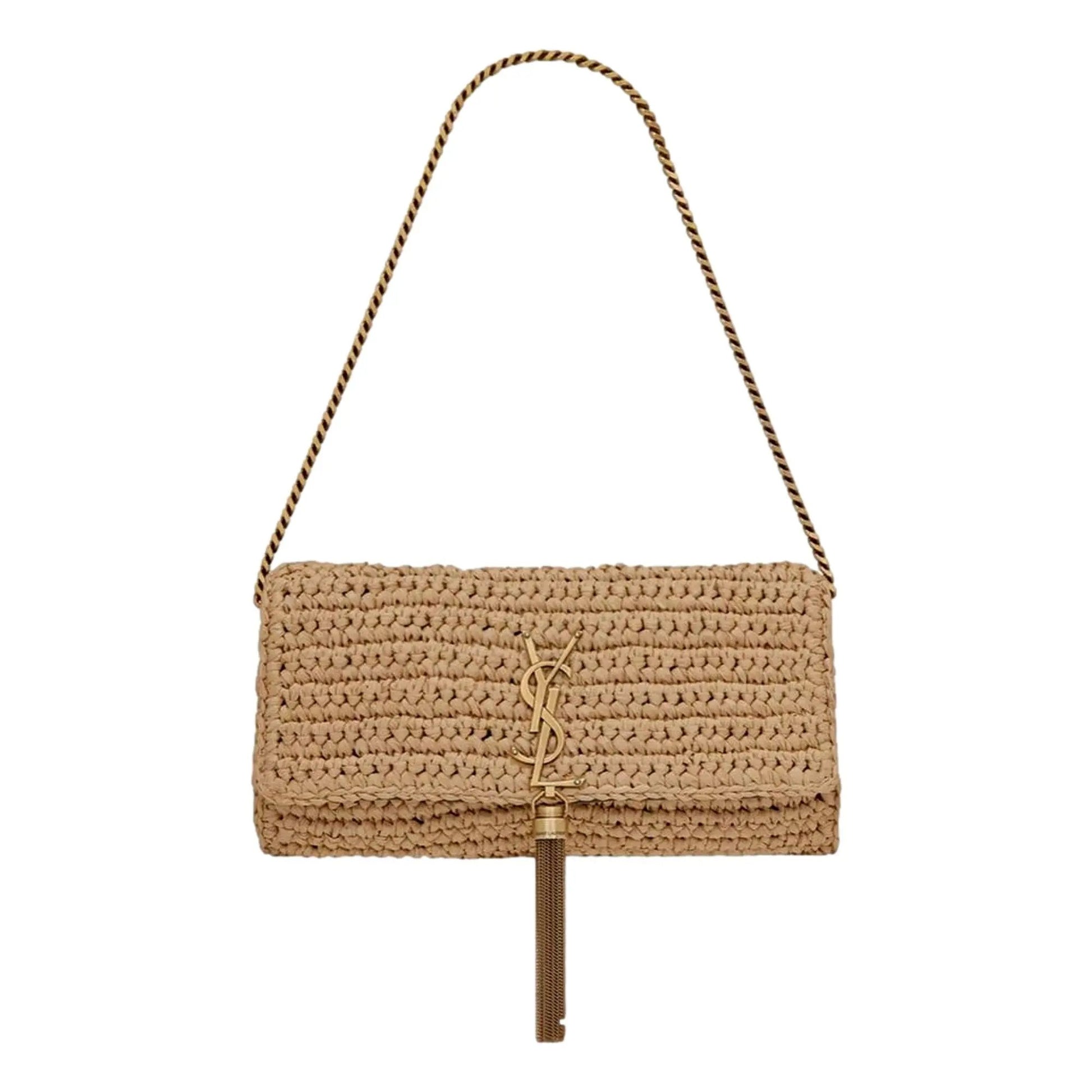 Saint Laurent Kate 99: Luxury Beige Raffia Bag with Tassel -   Shop Bags LLC
