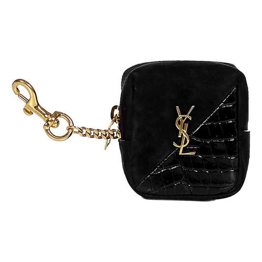 Saint Laurent Keyring - Jamie YSL Cube in Black Crocodile Leather -   Shop Bags LLC 