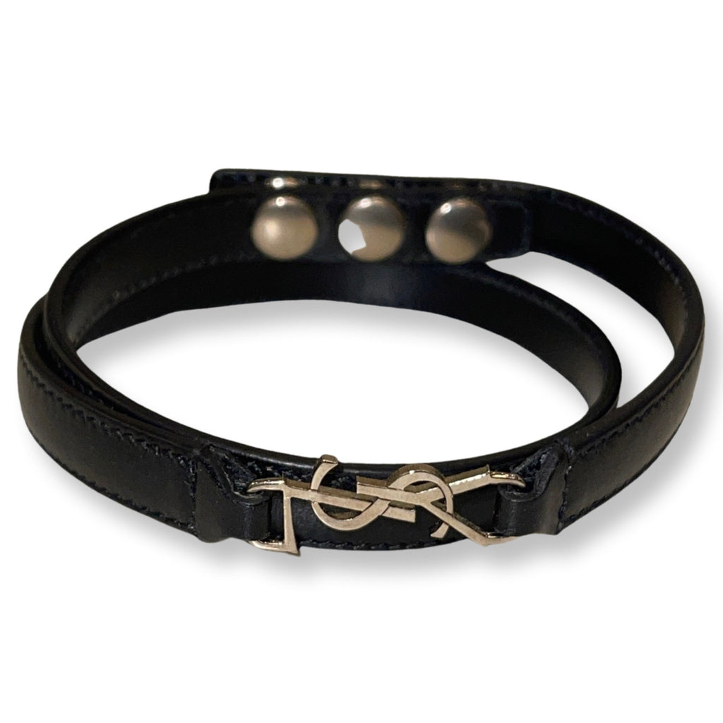 Saint Laurent Leather Wrap Bracelet - Iconic YSL Logo & Timeless Style -  