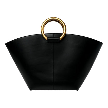 Saint Laurent Maxi Tote Bag Durable in Black Leather with Gold Ring -   Shop Bags LLC