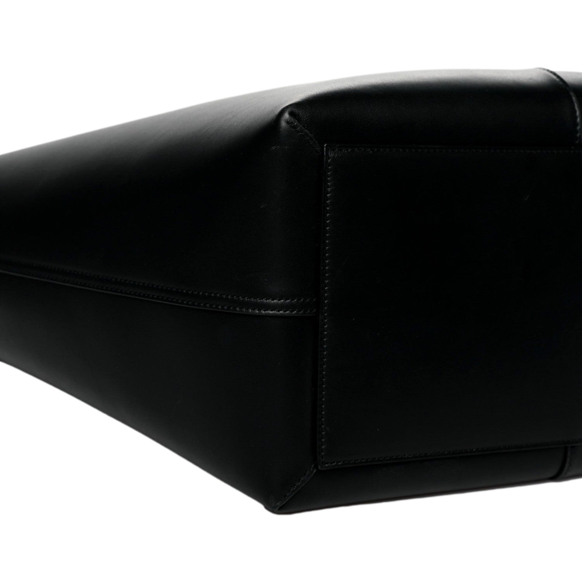 Saint Laurent Maxi Tote Black Smooth Leather Gold Ring Top Handle Bag – Large YSL Statement Handbag -   Shop Bags LLC 