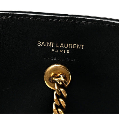 Saint Laurent Maxi Tote Black Smooth Leather Gold Ring Top Handle Bag – Large YSL Statement Handbag -   Shop Bags LLC 