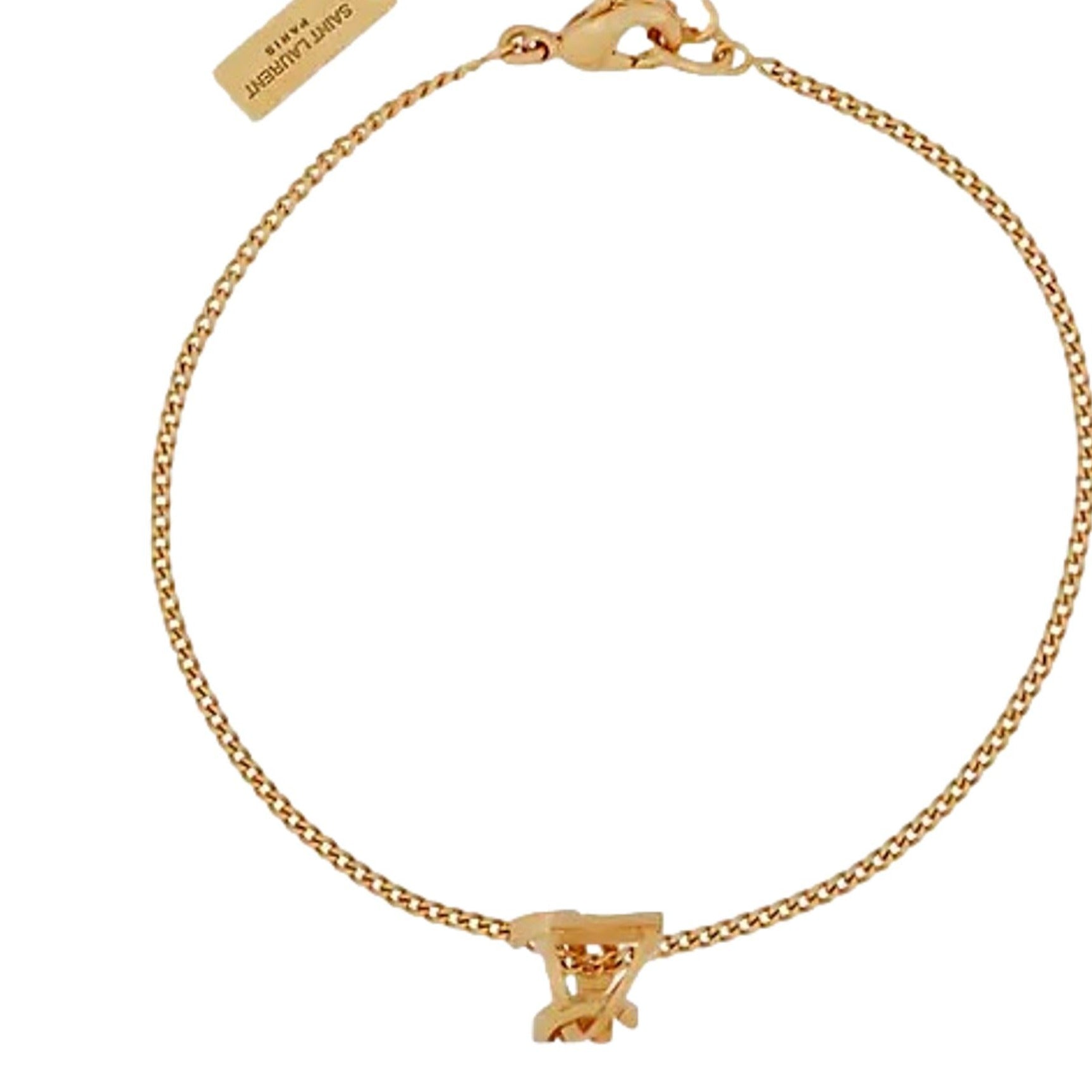 Saint Laurent Monogram Twist Gold Metal Chain Bracelet -   Shop Bags 