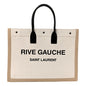 Saint Laurent Rive Gauche Canvas Leather Top Handles Large Tote Bag Beige -   Shop Bags LLC 