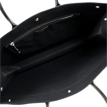 Saint Laurent Rive Gauche Black Canvas Leather Trim Tote Bag -   Shop Bags LLC 
