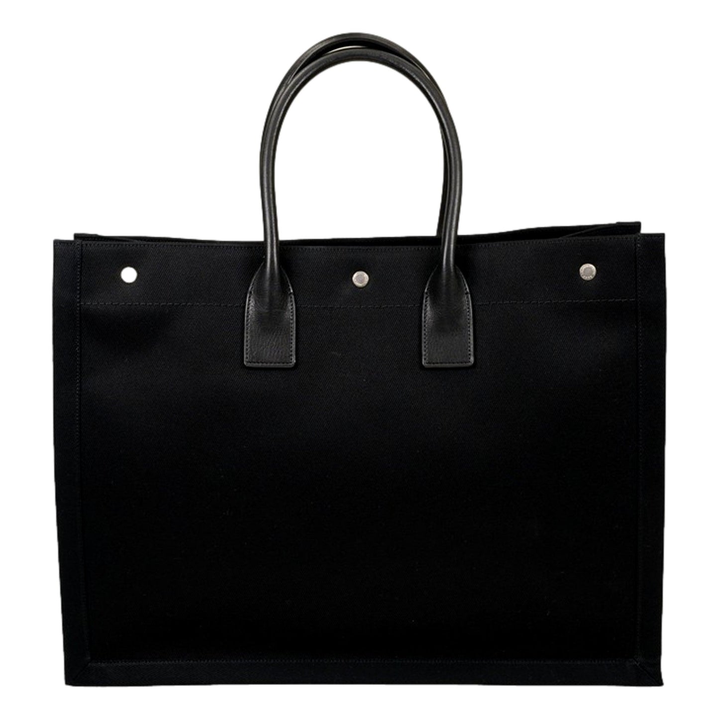 Saint Laurent Rive Gauche Black Canvas Leather Trim Tote Bag -   Shop Bags LLC 
