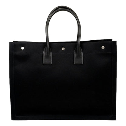 Saint Laurent Rive Gauche Black Canvas Leather Trim Tote Bag -   Shop Bags LLC 