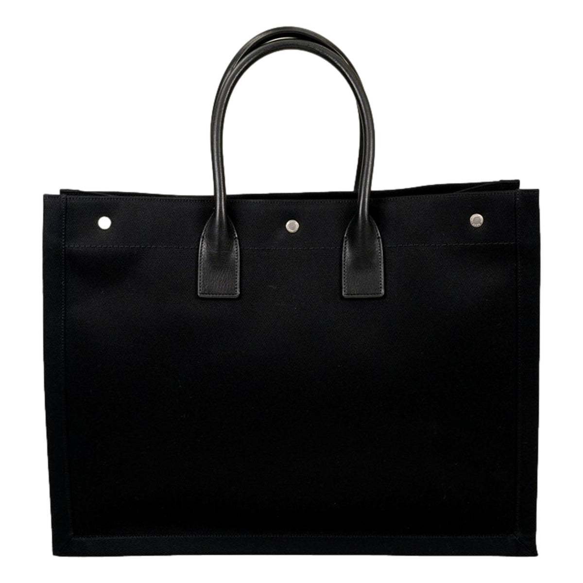 Saint Laurent Rive Gauche Black Canvas Leather Trim Tote Bag Tote bag