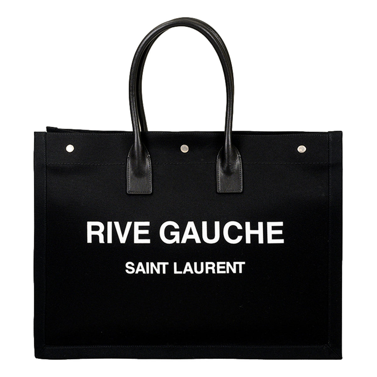 Saint Laurent Rive Gauche Black Canvas Leather Trim Tote Bag Tote bag
