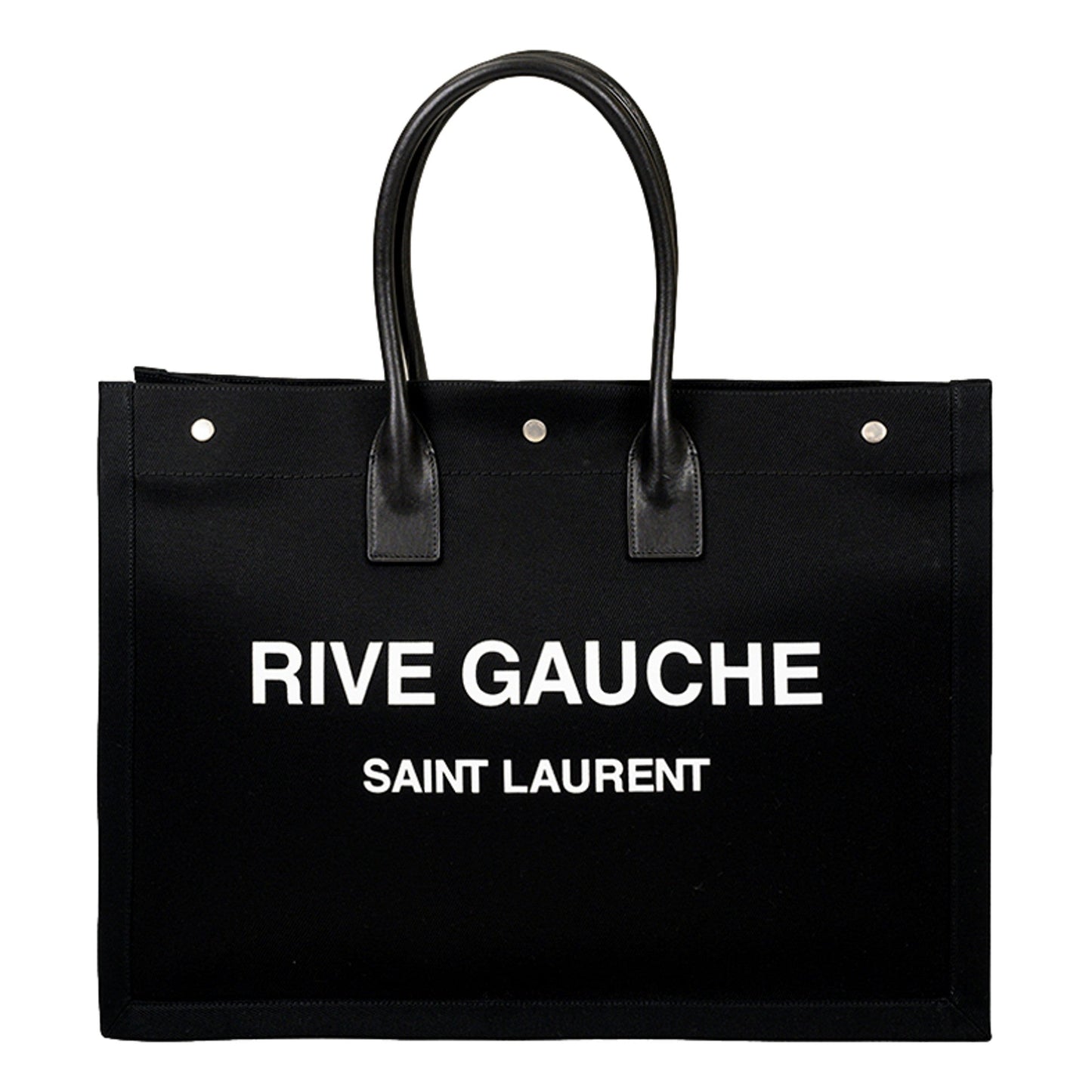 Saint Laurent Rive Gauche Black Canvas Leather Trim Tote Bag Tote bag -   Shop Bags LLC 