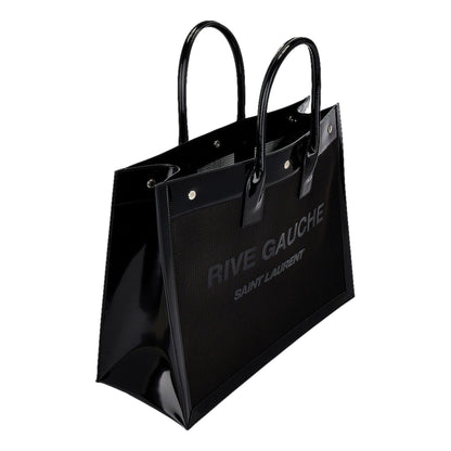 Saint Laurent Rive Gauche Black Nylon Leather Large Tote Bag YSL -   Shop Bags LLC 