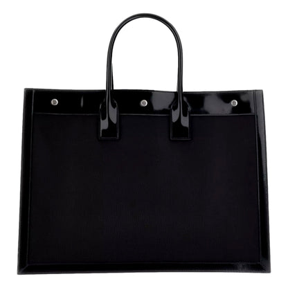 Saint Laurent Rive Gauche Black Nylon Leather Large Tote Bag YSL -   Shop Bags LLC 