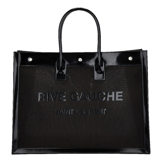Saint Laurent Rive Gauche Black Nylon Leather Large Tote Bag YSL -   Shop Bags LLC 