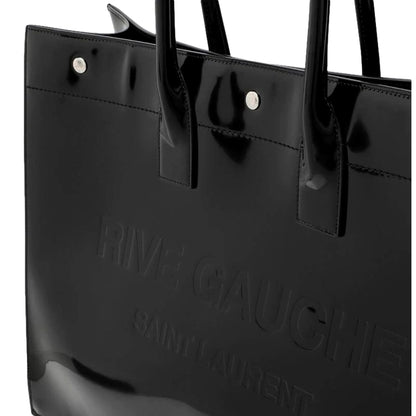 Saint Laurent Rive Gauche Black Tote - Luxurious Patent Leather Bag -   Shop Bags LLC 