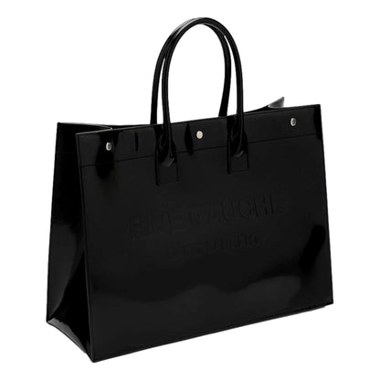 Saint Laurent Rive Gauche Black Tote - Luxurious Patent Leather Bag -   Shop Bags LLC 
