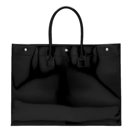 Saint Laurent Rive Gauche Black Tote - Luxurious Patent Leather Bag -   Shop Bags LLC 
