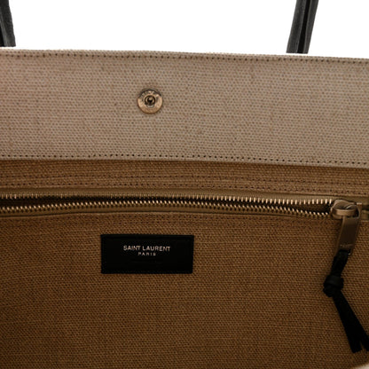 Saint Laurent Rive Gauche Canvas Leather Top Handles Large Tote Bag Beige -   Shop Bags LLC 