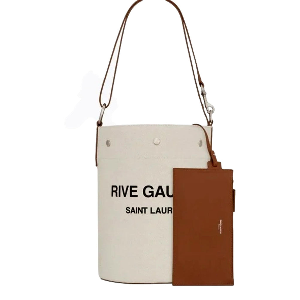 Saint Laurent Rive Gauche Linen Bucket Bag - Chic & Functional -   Shop Bags LLC