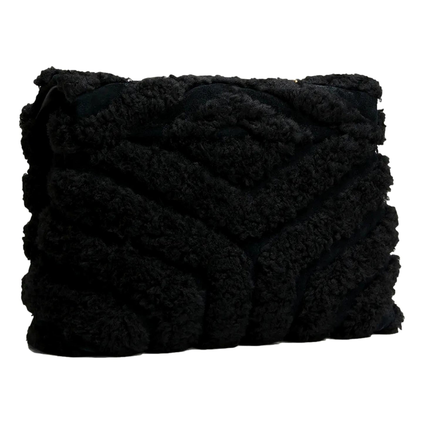 Saint Laurent Shoulder Bag - Loulou Black Shearling, Elegant Black Bag -   Shop Bags LLC 