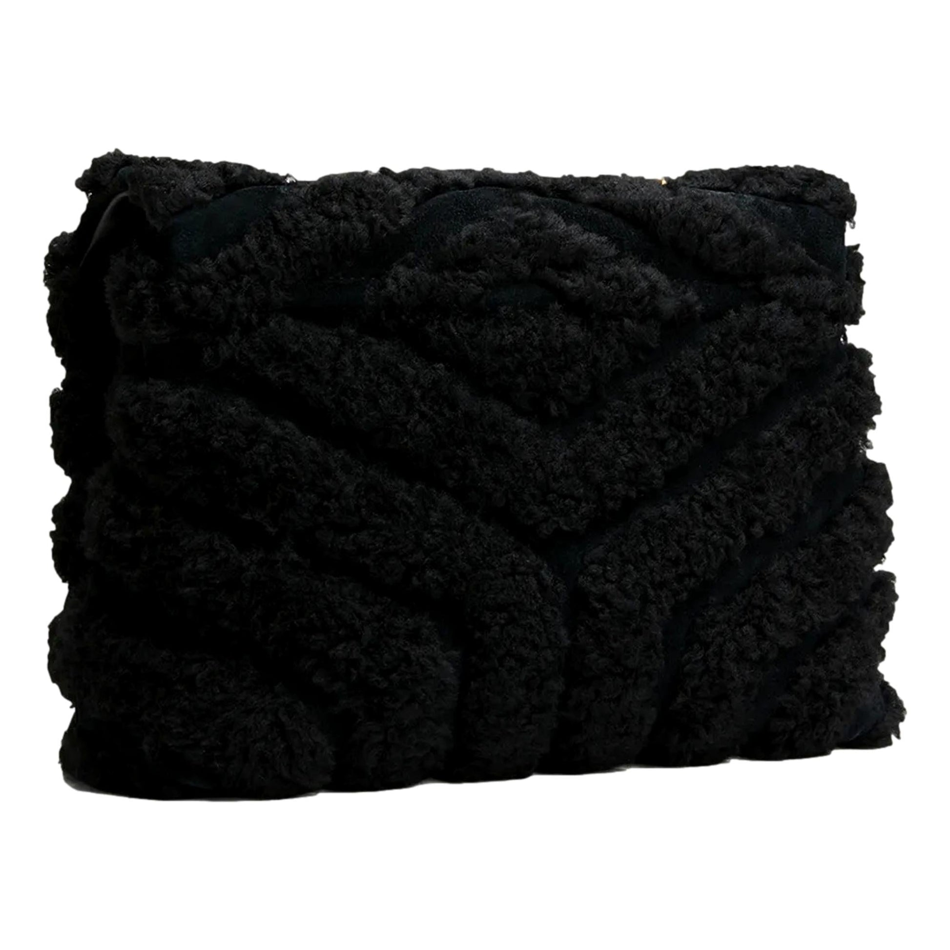 Saint Laurent Shoulder Bag - Loulou Black Shearling, Elegant Black Bag -   Shop Bags LLC 