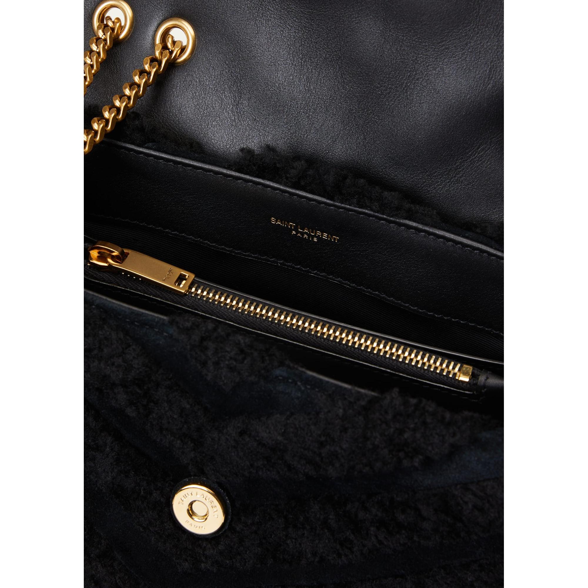 Saint Laurent Shoulder Bag - Loulou Black Shearling, Elegant Black Bag -   Shop Bags LLC 