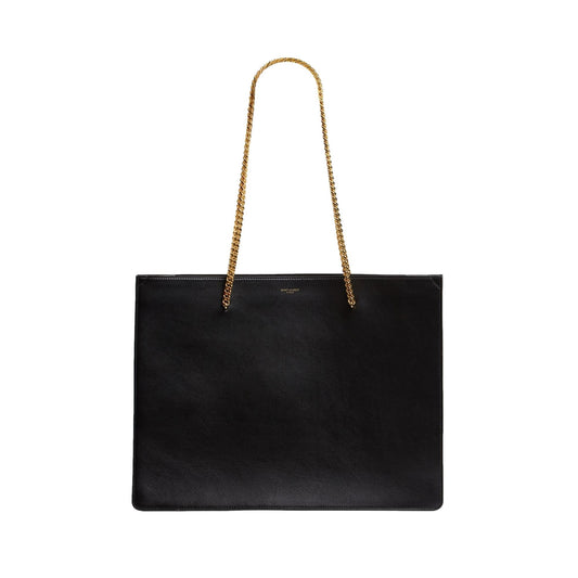 Saint Laurent Siena Ultra Lux Black Calf Leather Chain Shoulder Tote -   Shop Bags LLC 